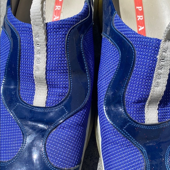 Prada Blue and White Women's Slip-On Shoes - Picture 3 of 10